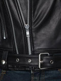 Aidase Spring Autumn Cool Black Soft Faux Leather Jacket Men with Many Zippers Long Sleeve Belt Plus Size Outerwear aidase-shop