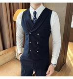 Aidase High Quality Double-Breasted Solid Men Vest Coat Korean Style Business Slim Fit Male Waistcoat Groom Wedding Dress Suit Vests aidase-shop