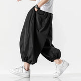 Spring Summer Men's Hip Hop Retro Haren Pants Japanese Trendy Casual Wild Large Size Harajuku Solid Color Jogger Casual Pants aidase-shop