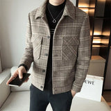 Aidase Male Coats Short Plaid Winter Sales of Men's Wool & Blends Jackets Clothing Fashion New in Vintage Aesthetic Harajuku Deals aidase-shop