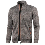 Autumn Winter Men's Zipper Knit Long Sleeves Thin Cashmere Fashion Top Sweater Coat aidase-shop