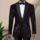 Aidase Shining Sequins Men Suits Tuxedo Slim Fit Notched Lapel One Button Blazer with Pants 2 Pcs Tailored Groom Wedding Party Jacket aidase-shop