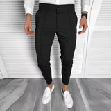 Aidase New Spring Men Casual Pants Streetwear Fashion Pure Color Mid Waist Slim Fit Pencil Pants For Male Vintage Pleated Suit Trouser aidase-shop