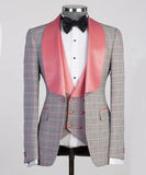 Aidase Pink Plaid Men Suit Tailor-Made 2 Pieces Blazer Vest One Button Wide Lapel Wedding Groom Fashion Business Causal Prom Tailored aidase-shop