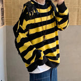 Aidase Winter Knitted Sweater Men Striped Sweaters O-Neck Pullover Male Harajuku Oversized Sweaters Women Couple Hop Jumper 2024 aidase-shop