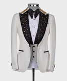 =Aidase Men's Suit 2 Pieces Blazer Black Pants Peaked Lapel One Button Tuxedo Beaded DiamondsWedding Groom Formal Tailored Costume Homme aidase-shop