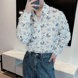 Aidase Summer Shirt New Butterfly Long Sleeve Shirt Tassel Casual Turn-down Collar Fashion Male Clothing 2024 Trendy aidase-shop