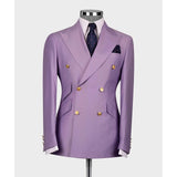 Aidase Elegant Purple Men Suits Double Breasted Peak Lapel Male Clothing Luxury Wedding Groom 2 Piece Jacket Pants Sets Full Set Terno aidase-shop