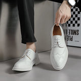 Aidase Men shoes lace up oxfords Luxury Casual White Leather Leisure Dress Shoes Comfort Handmade Trend Fashion wedding party Shoes