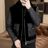 Aidase 2024 Autumn Winter Leather Fur Integrated Jackets Men Casual Business Thickened Warm Faux Fur Jacket Social Windproof Overcoat aidase-shop