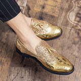 Aidase Spring Tassel Men's Shoes Golden Nightclub Casual Shoes Loafers Mens Shoes Slip-on Comfort Shoes Bright Leather Low-heeled Shoes aidase-shop