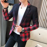 Aidase Spring New Colorblock Plaid Blazer Men Slim Casual Man Blazers Wedding Business Party Clothing Dress Coat Blazer M-3XL aidase-shop