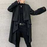 Aidase Men Coats Long Sleeve Scarf Collar Trench Ponchos Cotton Outwear Solid Cloak Vintage Irregular Jackets Men Streetwear aidase-shop