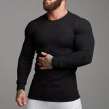 Aidase Men Breathable Knitted Sports Long Sleeved Slim Fit Running T-shirt Autumn Casual Training Bodybuilding Tees aidase-shop