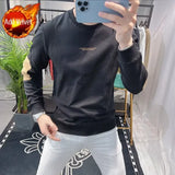 Aidase Slim Fit Black Hoodieless Sweatshirt for Men Round Neck Pullover White Male Clothes Crewneck Emo High Quality S Luxury Cheap Top aidase-shop