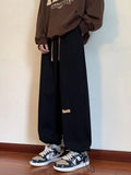 Waffle Pants Men's Drawstring Pants Thickened Velvet Drawstring Sweatpants Autumn Winter Label Loose Wide Leg Trousers aidase-shop