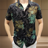 Aidase Mens Embroidery Transparent Shirt 2024 Summer Sexy Lace Shirt For Male See Through Mesh Shirt Club Party Prom Chemise Homme 98kg