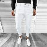 Aidase New Spring Men Casual Pants Streetwear Fashion Pure Color Mid Waist Slim Fit Pencil Pants For Male Vintage Pleated Suit Trouser aidase-shop