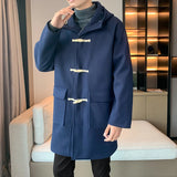 Aidase Button Hooded Men's Winter Long Coat New in Coats and Jackets Male Clothes Man Trench Clothing Woolen Overcoat 2024 aidase-shop