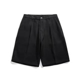 Aidase Summer Suit Shorts Men Fashion Business Dress Shorts Men Streetwear Loose British Style Suit Shorts Men Black Formal Shorts aidase-shop