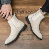 Chelsea Boots Men Boots Faux Suede Solid Color Classic Business Casual Versatile British Style Slip-On Fashion Ankle Boots aidase-shop