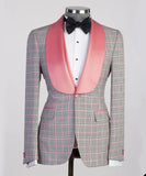 Aidase Pink Plaid Men Suit Tailor-Made 2 Pieces Blazer Vest One Button Wide Lapel Wedding Groom Fashion Business Causal Prom Tailored aidase-shop