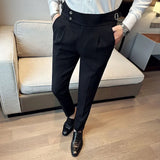 Aidase High Waisted Suit Pants for Men 2024 New Solid Color Formal Pantalones Hombre Casual Slim Fit Dress Pants Trousers Men Clothing aidase-shop