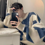 Aidase Sweater Handsome Male Student Wearing Knitted Sweater Autumn and Winter Round Neck Contrasting Coarse Yarn Knitted Sweater aidase-shop