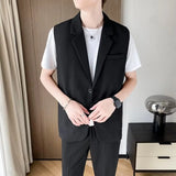 Aidase Suit Vest Men Slim Fit Fashion Social Mens Dress Vest Korean Business Casual Solid Color Vest Mens Office Formal Vest S-3XL aidase-shop