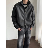 Aidase Short Leather Jacket Men Oversize Black Beige Leather Jackets Men Street wear Korean Loose Hip-hop Bomber Jacket Men Coat M-2XL aidase-shop