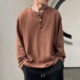 Aidase Big Size Unicolor T Shirts for Men Baggy Pullover Plain Oversize Male Clothes Long Sleeve Tops Polyester It Elasticity Japan Y2k aidase-shop