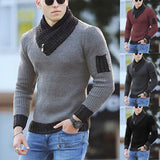 Aidase 2024 New Pullover American Men's Scarf Collar Sweater Knitted Sweater Long Sleeved Knitwear Men Women Spliced Sweater Jacket aidase-shop