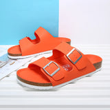 40.85Aidase New Summer Beach Vacation Cork Slippers Casual Double Buckle Non-slip Clogs Slides Man Women Slip on  Soft Sole Flats Shoes aidase-shop