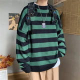 Aidase Winter Knitted Sweater Men Striped Sweaters O-Neck Pullover Male Harajuku Oversized Sweaters Women Couple Hop Jumper 2024 aidase-shop