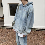 Aidase Men Denim Set Loose Vintage Cowboy Hooded Pullover +wide-leg Jeans Male 2-piece Set Japanese Street Autumn Solid Color Suits aidase-shop