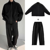 Aidase Men's Sets New Casual One-piece Suit Male Sportswear Women Suits Overalls Trousers Loose Fleece Zipper Long Sleeves Jacket Pants