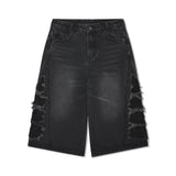 Aidase American Washed Denim Shorts Men Loose Cut Wide Leg Straight Leg Cropped Pants 2024 High Street Male New Fashion aidase-shop