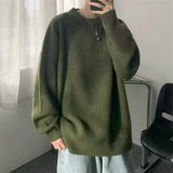 31.32Aidase 2025 Autumn Crew Neck Solid Color Pullover Sweaters For Men Casual Y2K Knitted Sweater High Street Fashion Jumpers Hombre aidase-shop