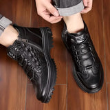 Aidase Snow Boots for Men Black High Top Lace Up Leather Winter Shoes Man Waterproof Casual Fashion Footwear Quality Fleece New in Fur aidase-shop