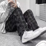 Aidase Autumn Corduroy Pants Men Casual Plaid Straight Pant Male Hip Hop Male Loose Trousers for Man