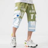 Aidase Summer Fashion Men Shorts Casual Hiphop Streetwear Harajuku Pocket Cargo Color Contrast Patchwork Print Street Retro Japan aidase-shop