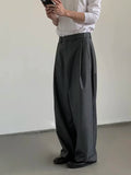 Aidase Grey Casual Suit Pant Men Spring Summer Solid Color Baggy Fold Straight Wide Leg Pants Male Japanese Fashion Vintage Trousers aidase-shop