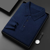 Aidase Autumn and Winter New Warm Soft Pullover Men's Business Lapel Knitwear Casual Solid Color Long Sleeve Polo Shirt Office aidase-shop