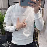 Aidase Slim Fit Black Hoodieless Sweatshirt for Men Round Neck Pullover White Male Clothes Crewneck Emo High Quality S Luxury Cheap Top aidase-shop