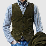 Aidase Corduroy Vest Jacket Men 2024 Spring Fashion Solid Color Single Breasted V Neck Waistcoats For Men Casual Sleeveless Vest Coats aidase-shop