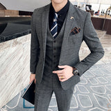 Aidase Men's High-quality Large Suit 6XL/7XL 3-piece Suit (suit+vest+pants) Business Fashion Check Suit Groom Wedding Banquet Suit aidase-shop