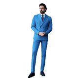 Aidase Handsome Blue Suits for Men Double Breasted 2 Pieces Jacket Pants Male Clothing Smart Formal Business Banquet Blazers Sets aidase-shop