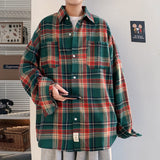 Aidase Spring Long Sleeved Shirt Men Fashion Retro Plaid Shirt Men Street wear Loose Casual Shirt Men Vintage Shirts Large Size M-5XL aidase-shop