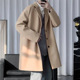 Aidase Autumn Winter Long Style New Korean Trend Woolen Men's Clothing Jackets Fabric British Slim Fit Woolen Fabric Thickened Y2K Tops aidase-shop