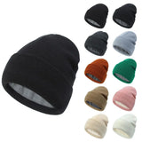 Aidase Winter Soft Thick Fleece Lining Beanie Hat for Men Women Warm Kniting Cuffed Beanie Outdoor Ski Hats Unisex Cycling Ski Caps